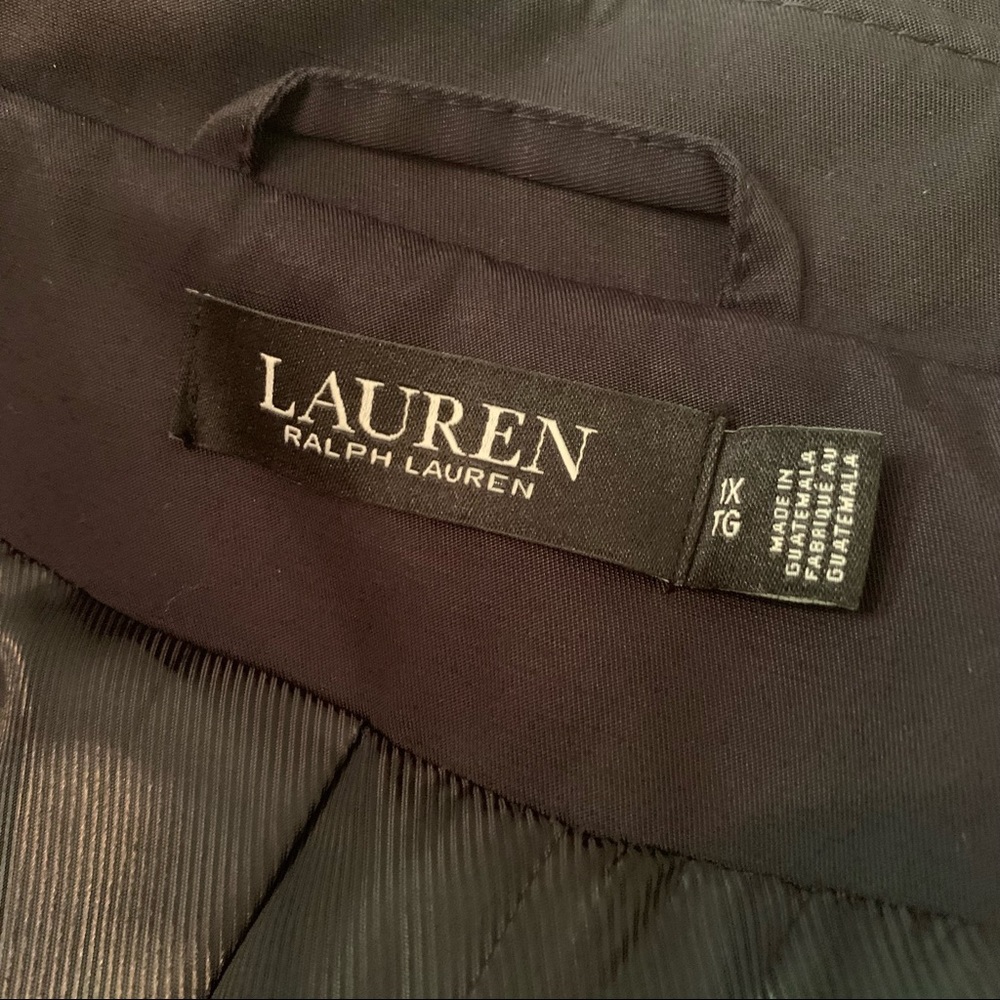 Lauren Ralph Lauren Trench Coat with Faux Leather Trim Navy 1X NWT - Picture 8 of 13